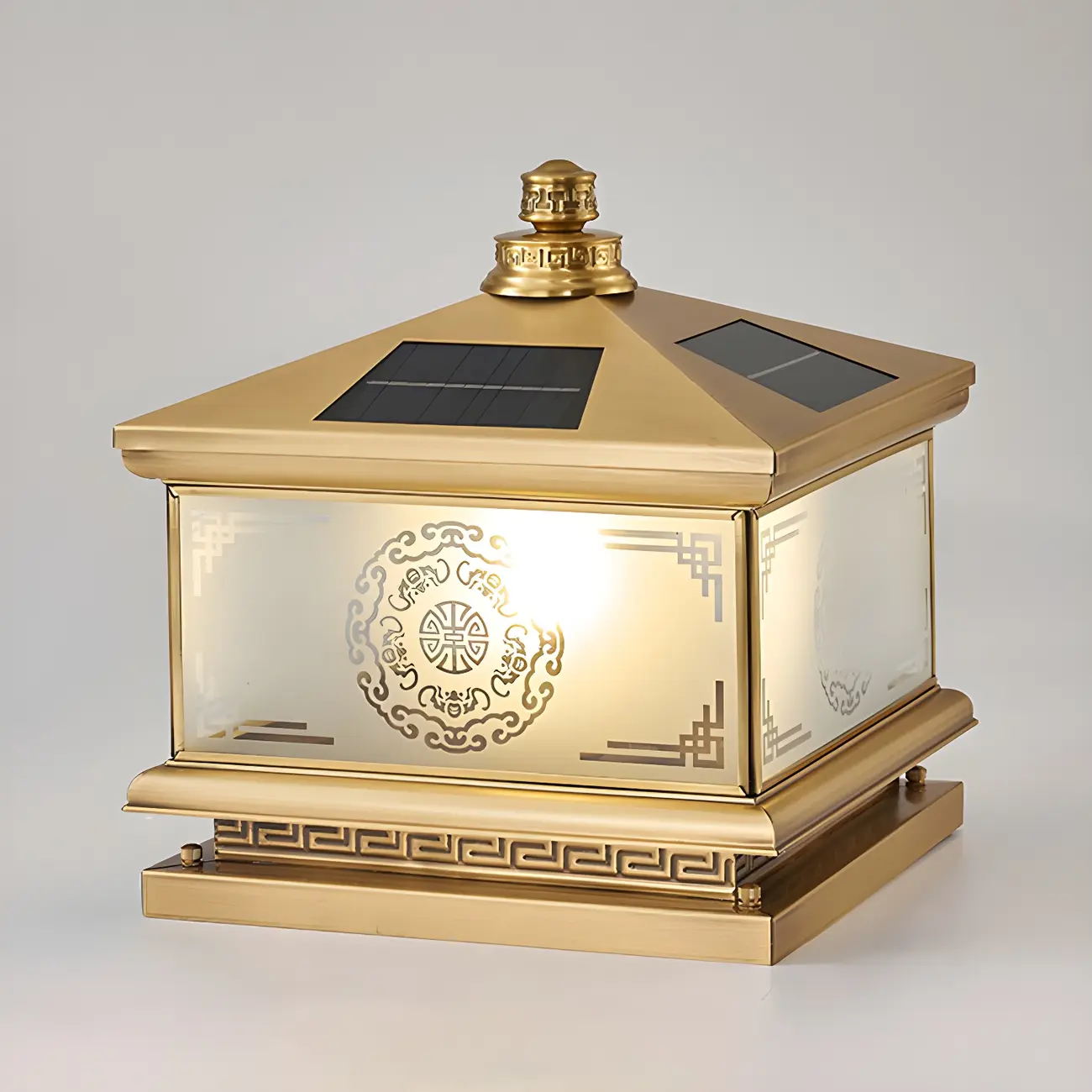 Rectangle Shape Metal Solar Pillar Lamp Modern 1 Light Outdoor Waterproof Light Image - 7 | homeyfad