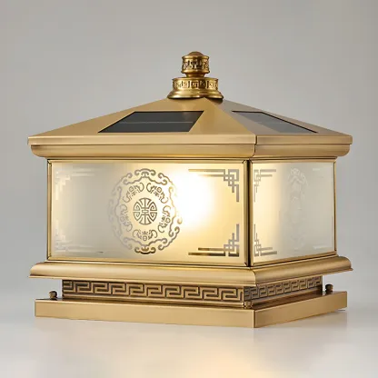 Rectangle Shape Metal Solar Pillar Lamp Modern 1 Light Outdoor Waterproof Light Image - 8
