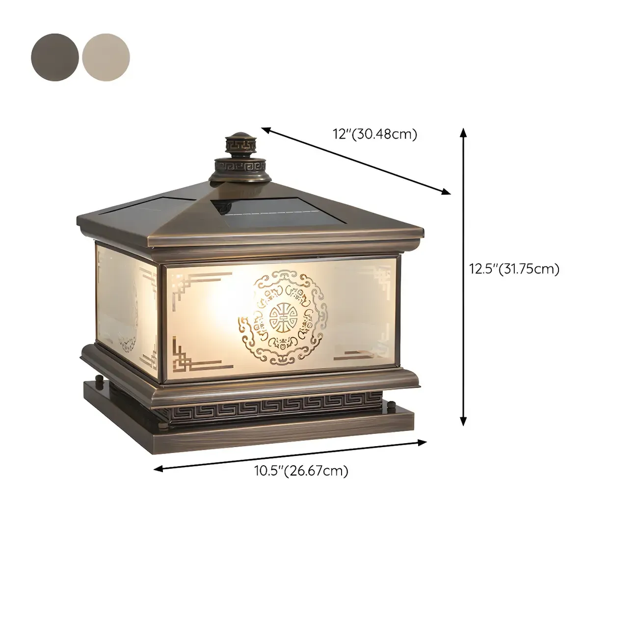 Rectangle Shape Metal Solar Pillar Lamp Modern 1 Light Outdoor Waterproof Light Image - 14