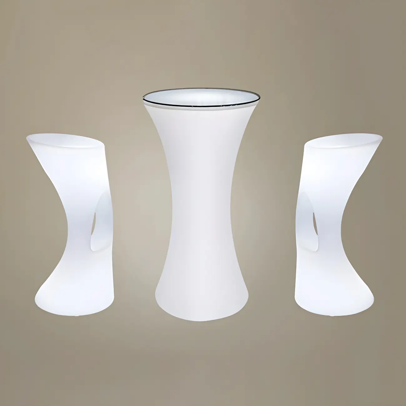 Illuminated Modern White Home Bar Set with LED Glow Seats Image - 2 | homeyfad