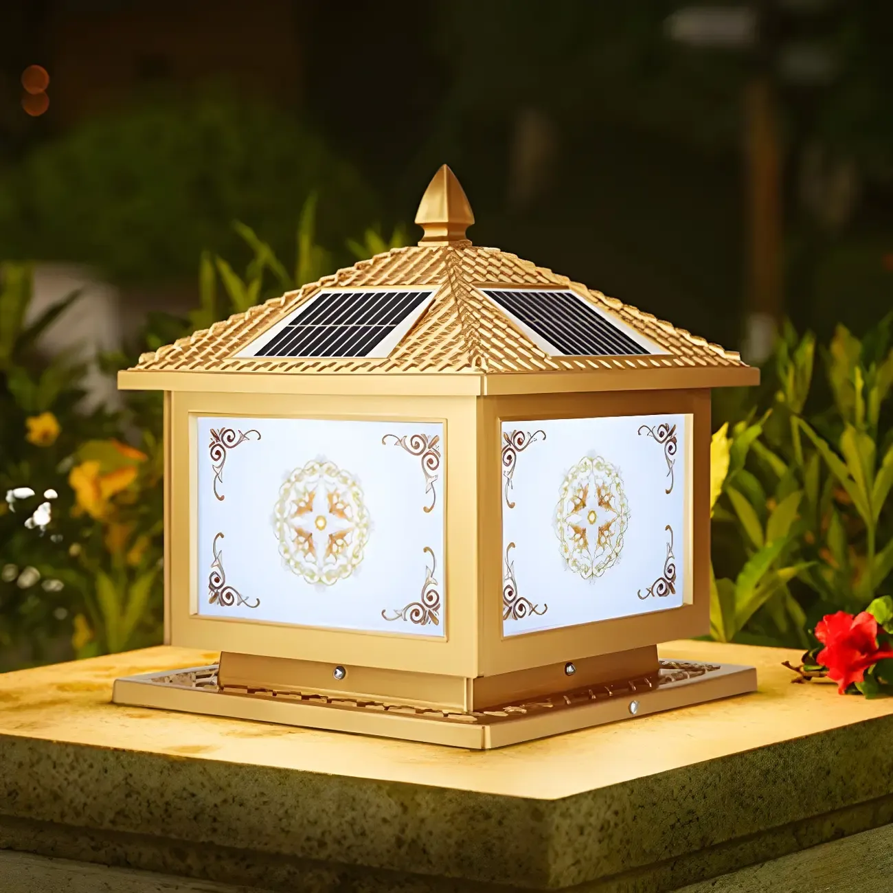 Contemporary LED Pillar Light Household Solar Lighting Fixture for Garden Image - 1