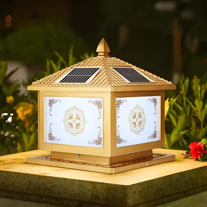 Contemporary LED Pillar Light Household Solar Lighting Fixture for Garden Image - 1