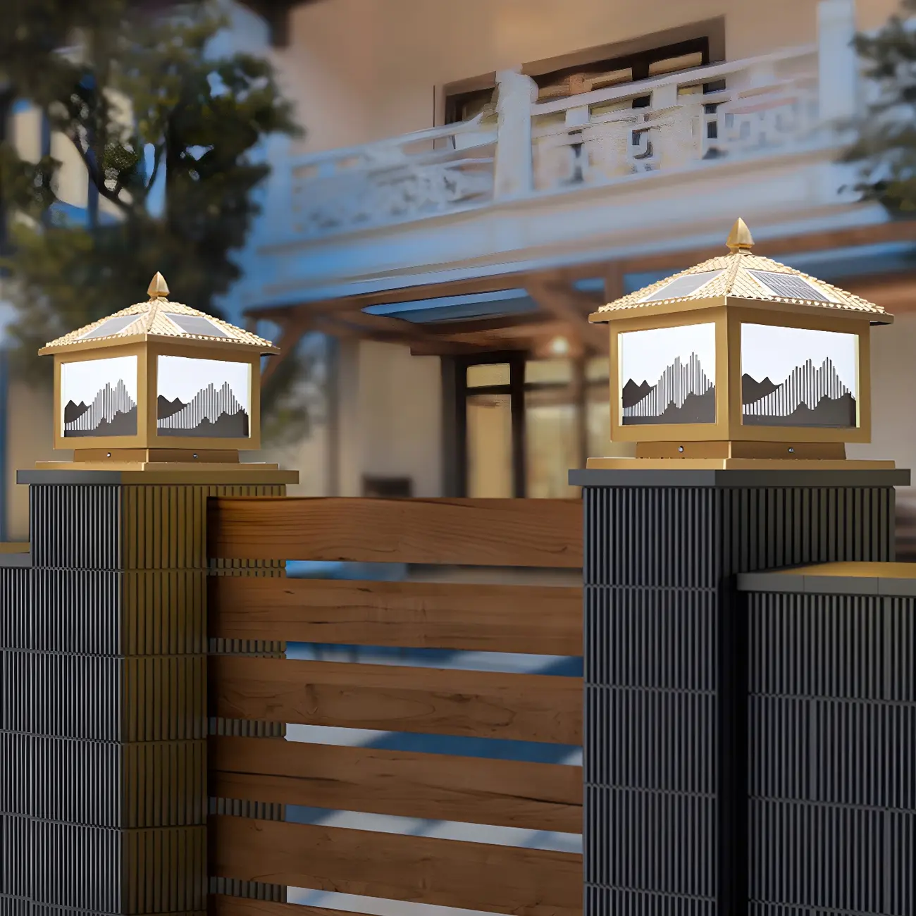 Contemporary LED Pillar Light Household Solar Lighting Fixture for Garden Image - 2 | homeyfad