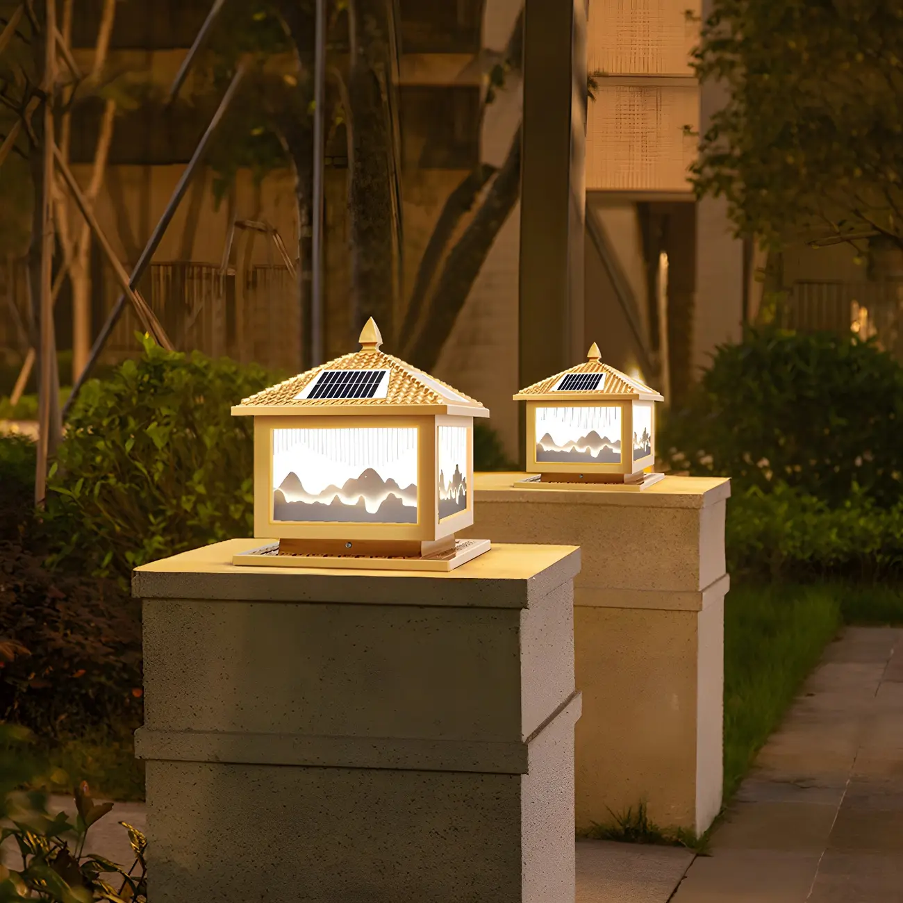 Contemporary LED Pillar Light Household Solar Lighting Fixture for Garden Image - 3 | homeyfad