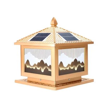 Contemporary LED Pillar Light Household Solar Lighting Fixture for Garden Image - 5