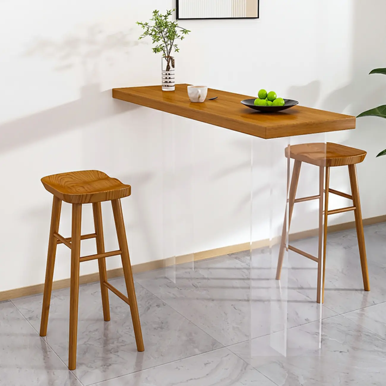 Modern Brown Bar Set with Wood Seating and Footrest Image - 1 | homeyfad