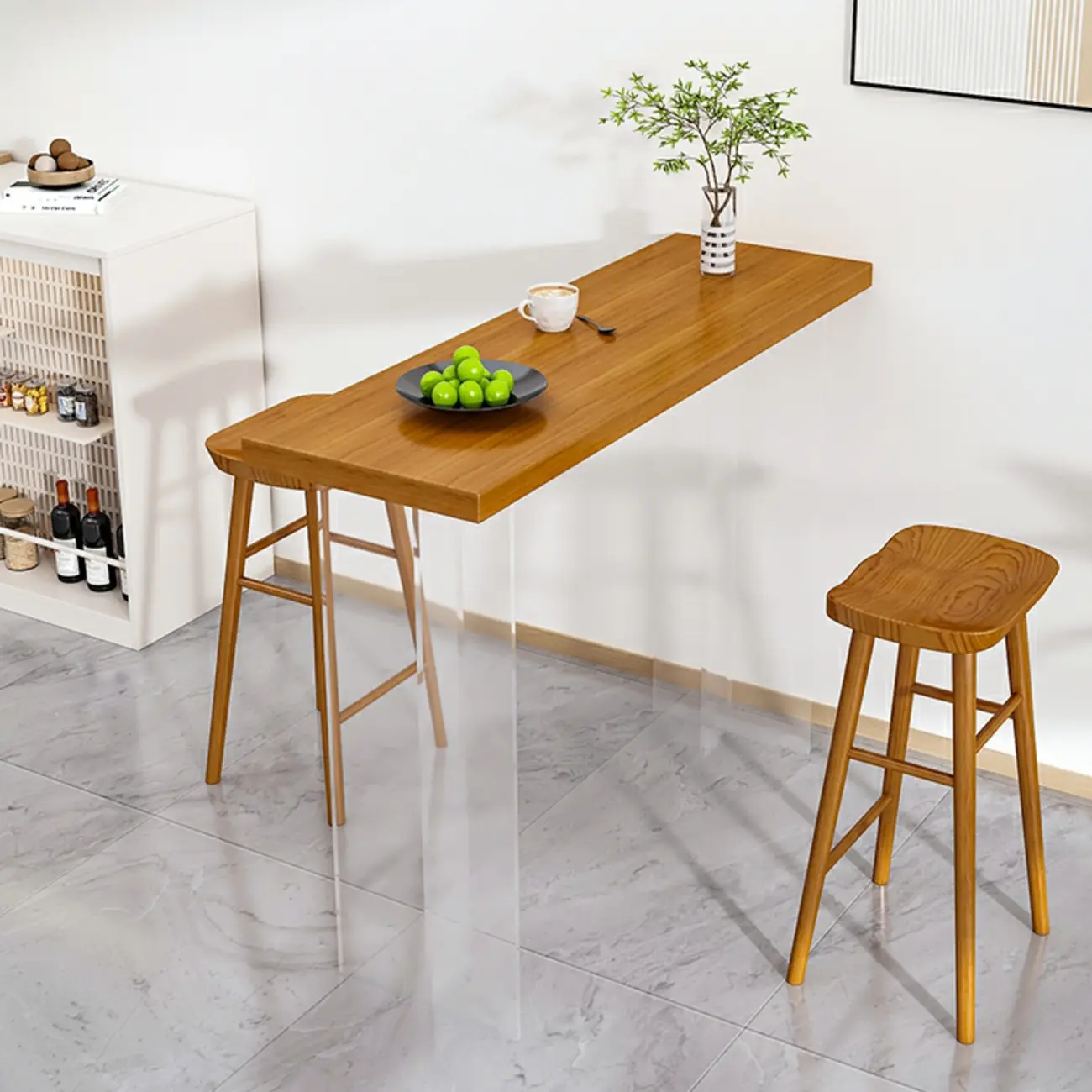 Modern Brown Bar Set with Wood Seating and Footrest Image - 2 | homeyfad