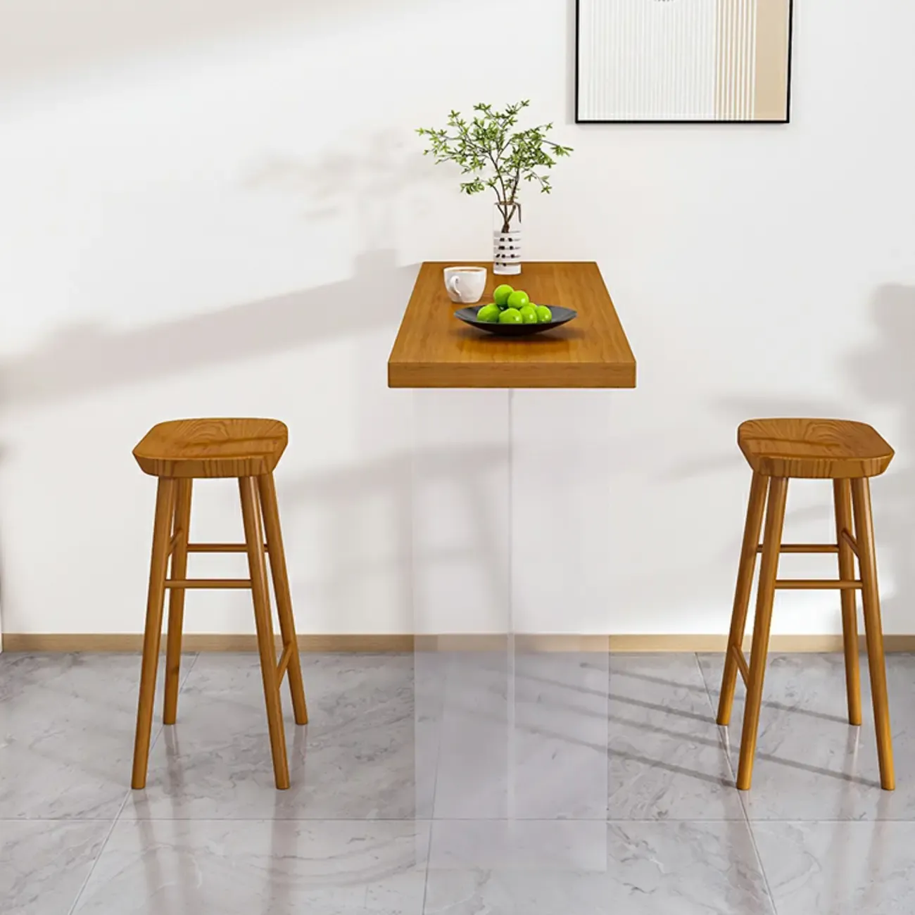 Modern Brown Bar Set with Wood Seating and Footrest Image - 7