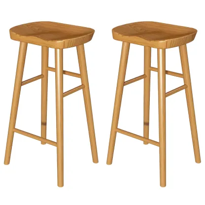 Modern Brown Bar Set with Wood Seating and Footrest Image - 9