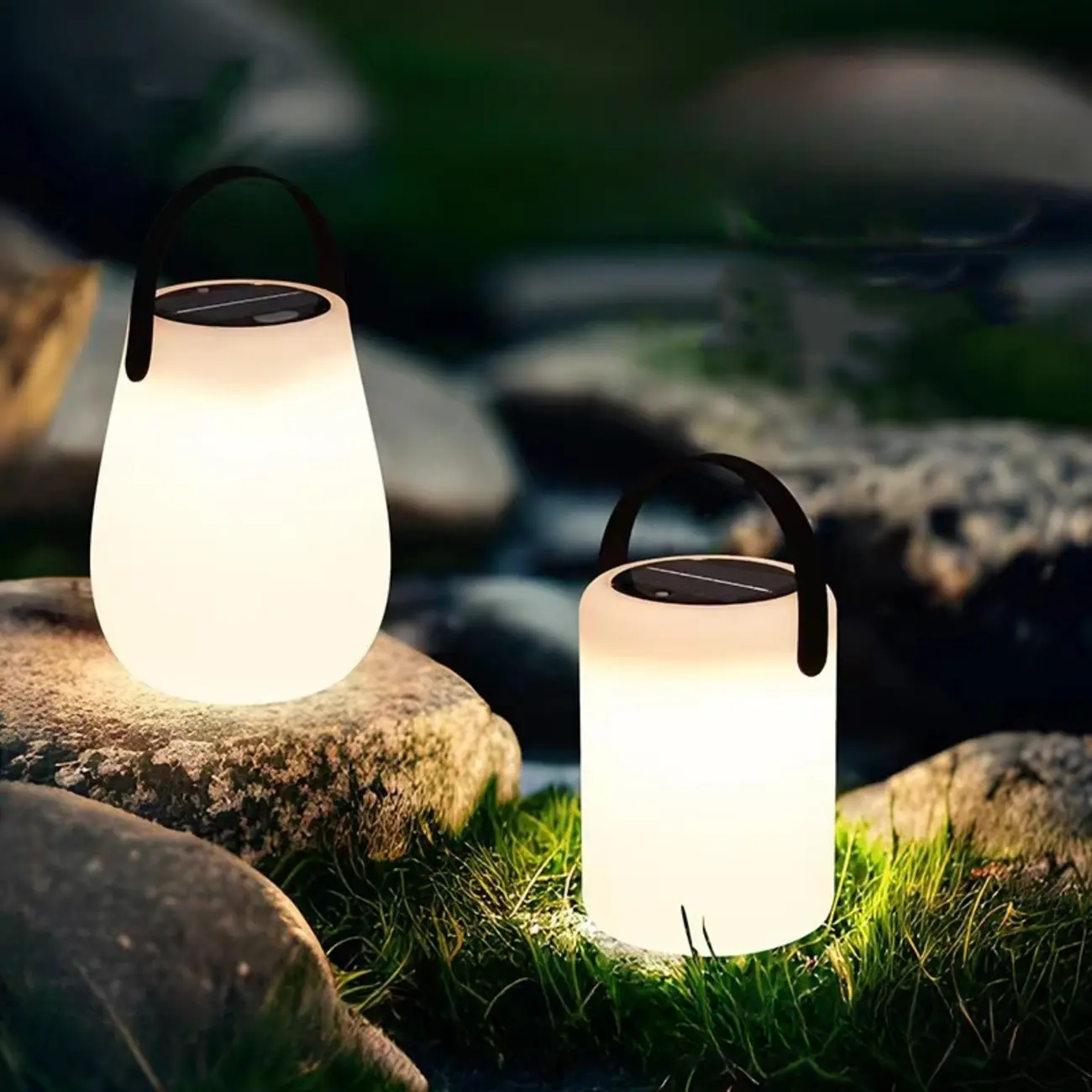 6"/5"/6.5" Solar Waterproof Black Solar Table Lamp with Resin Shade Adapted for LED Bulbs, Light Included Image - 1 | homeyfad