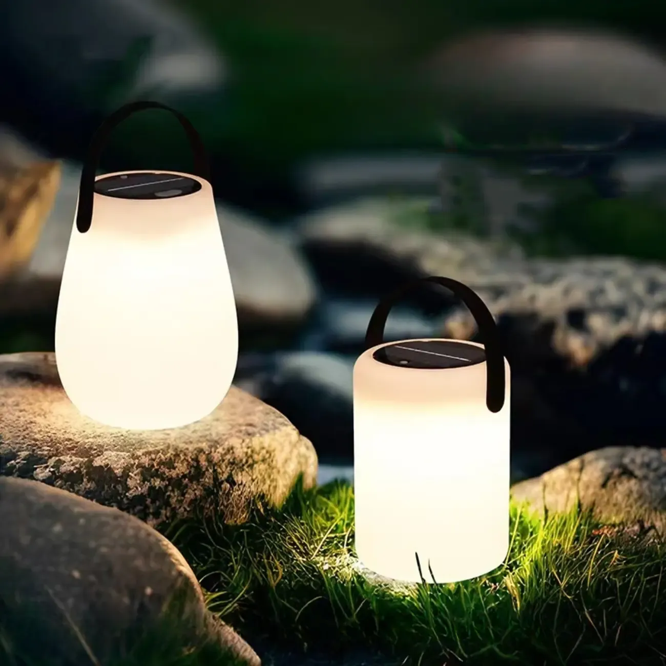 6"/5"/6.5" Solar Waterproof Black Solar Table Lamp with Resin Shade Adapted for LED Bulbs, Light Included Image - 1