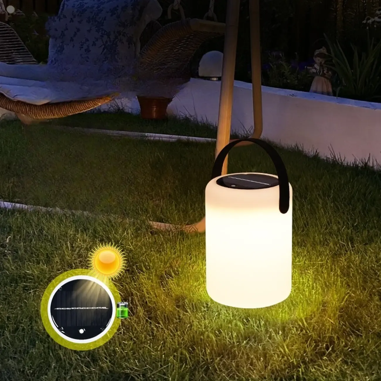 6"/5"/6.5" Solar Waterproof Black Solar Table Lamp with Resin Shade Adapted for LED Bulbs, Light Included Image - 4