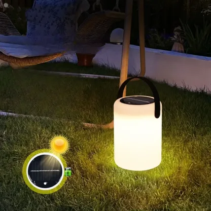 6"/5"/6.5" Solar Waterproof Black Solar Table Lamp with Resin Shade Adapted for LED Bulbs, Light Included Image - 4