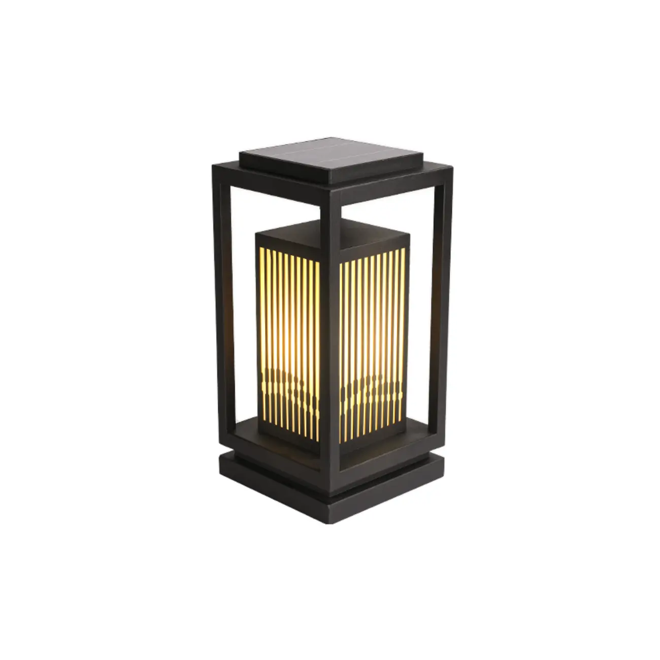3 Color Light Black Metal Rectangle Solar 10"/18"/8" Solar Table Lamp Adapted for LED Bulbs Image - 2 | homeyfad
