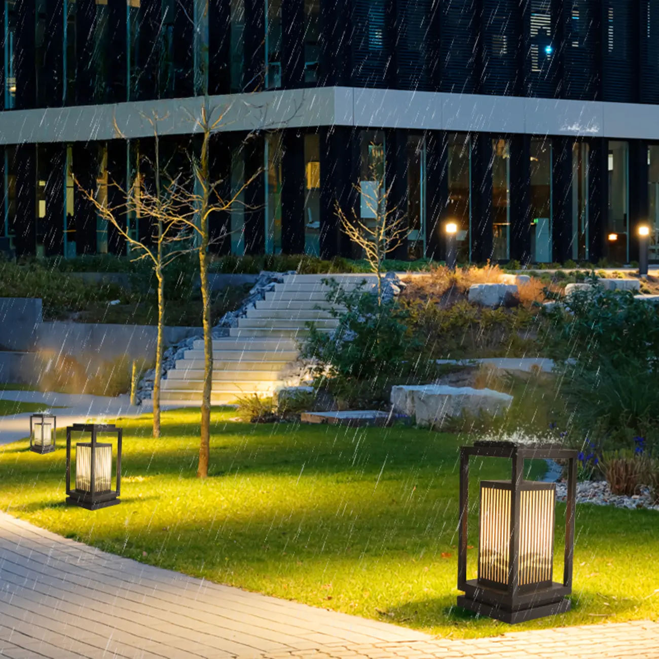 3 Color Light Black Metal Rectangle Solar 10"/18"/8" Solar Table Lamp Adapted for LED Bulbs Image - 4 | homeyfad