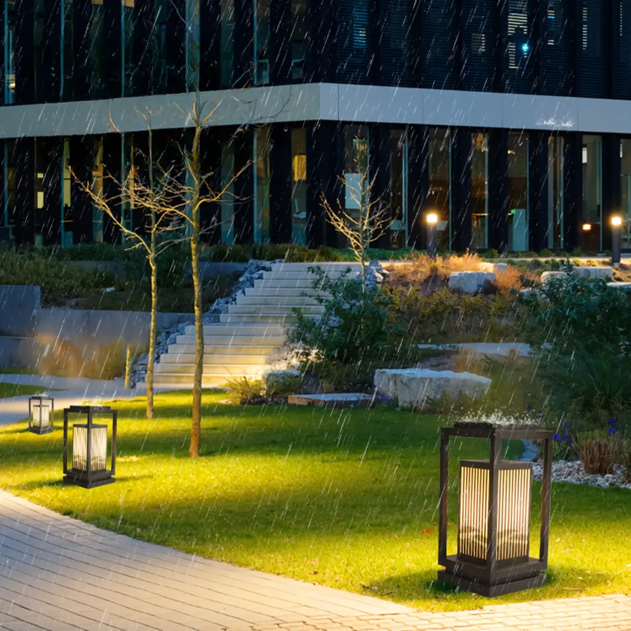 3 Color Light Black Metal Rectangle Solar 10"/18"/8" Solar Table Lamp Adapted for LED Bulbs Image - 4