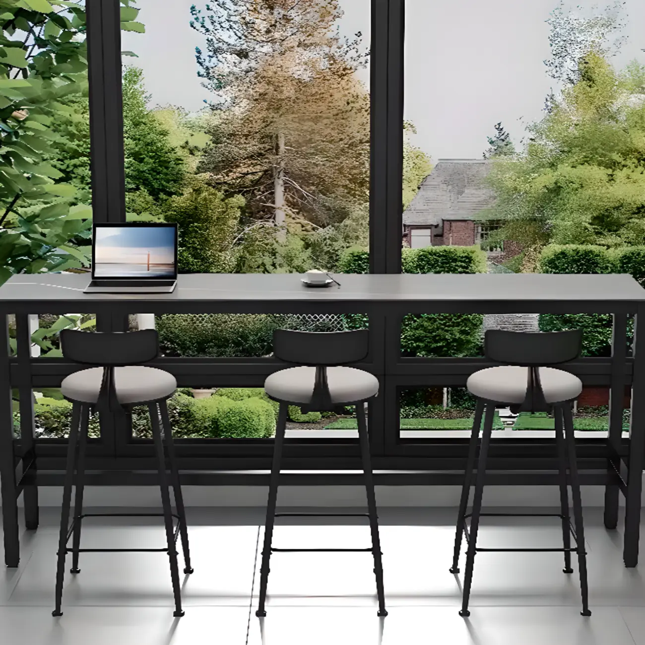 Stylish Modern Pub Table Set with Cushioned Chairs and Backrests Image - 1 | homeyfad