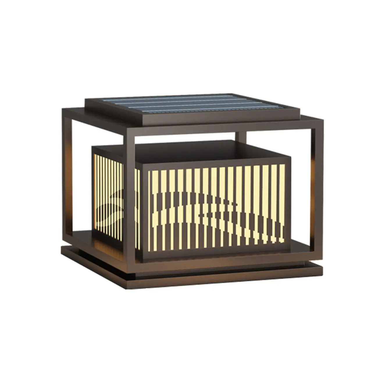 3 Color Light Black Metal Rectangle Solar 10"/18"/8" Solar Table Lamp Adapted for LED Bulbs Image - 5 | homeyfad