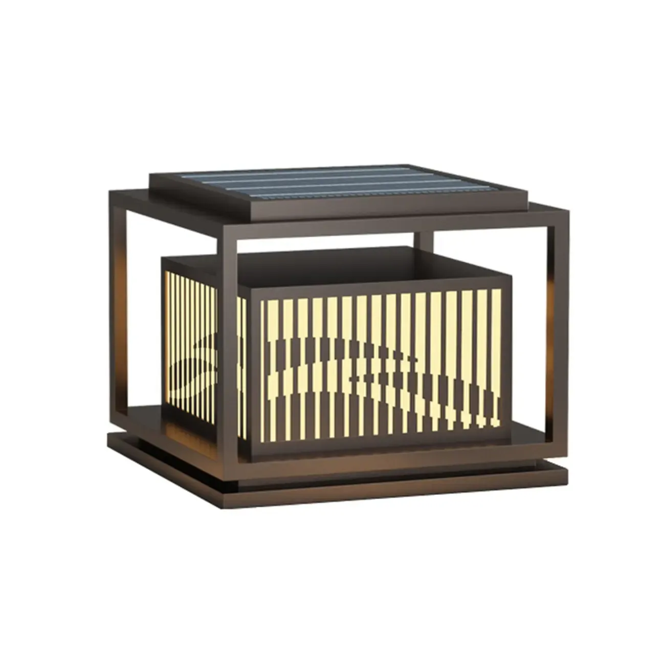 3 Color Light Black Metal Rectangle Solar 10"/18"/8" Solar Table Lamp Adapted for LED Bulbs Image - 5