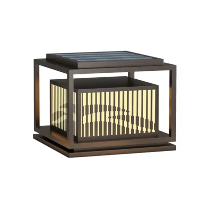 3 Color Light Black Metal Rectangle Solar 10"/18"/8" Solar Table Lamp Adapted for LED Bulbs Image - 5