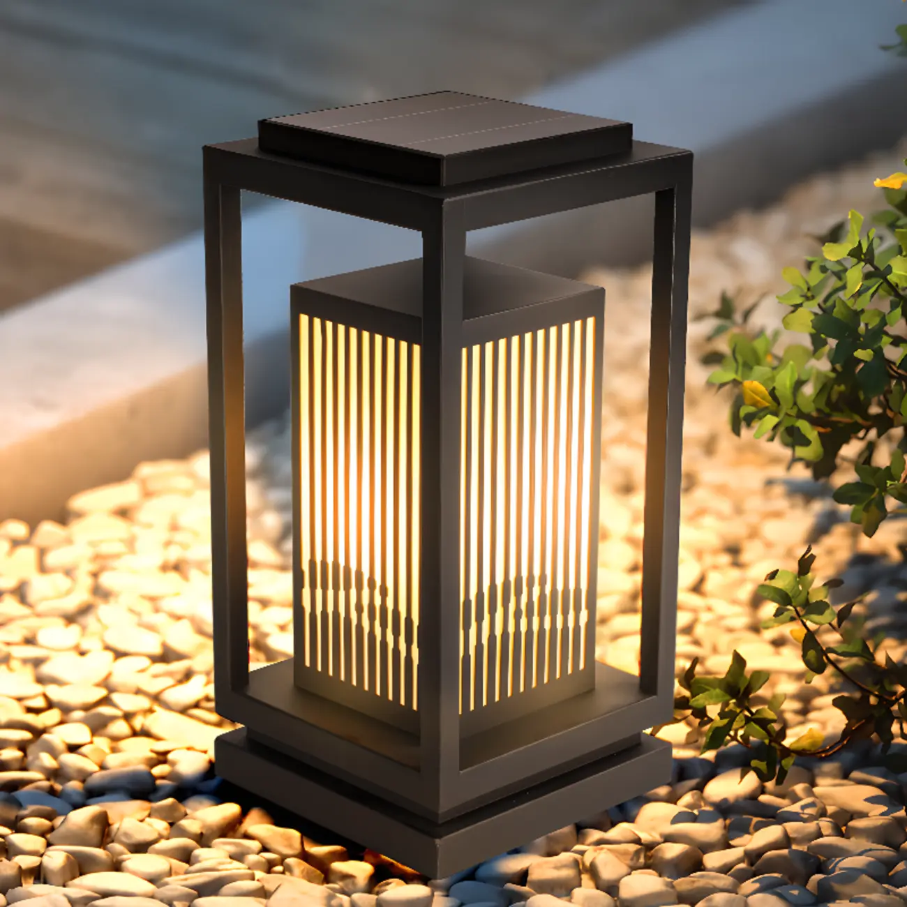 3 Color Light Black Metal Rectangle Solar 10"/18"/8" Solar Table Lamp Adapted for LED Bulbs Image - 6 | homeyfad