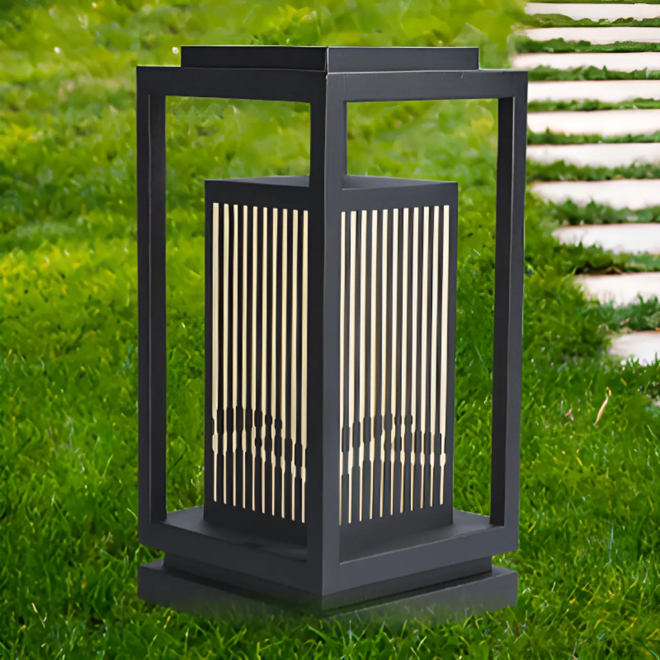 3 Color Light Black Metal Rectangle Solar 10"/18"/8" Solar Table Lamp Adapted for LED Bulbs Image - 7 | homeyfad