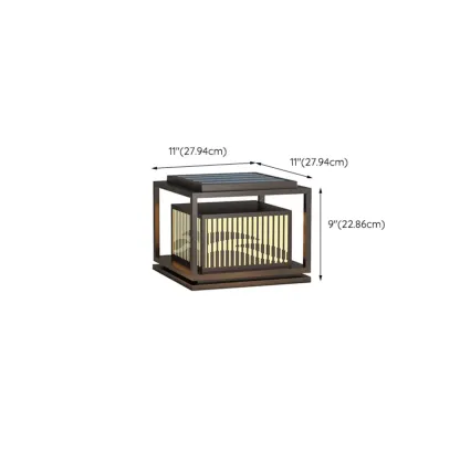 3 Color Light Black Metal Rectangle Solar 10"/18"/8" Solar Table Lamp Adapted for LED Bulbs Image - 16