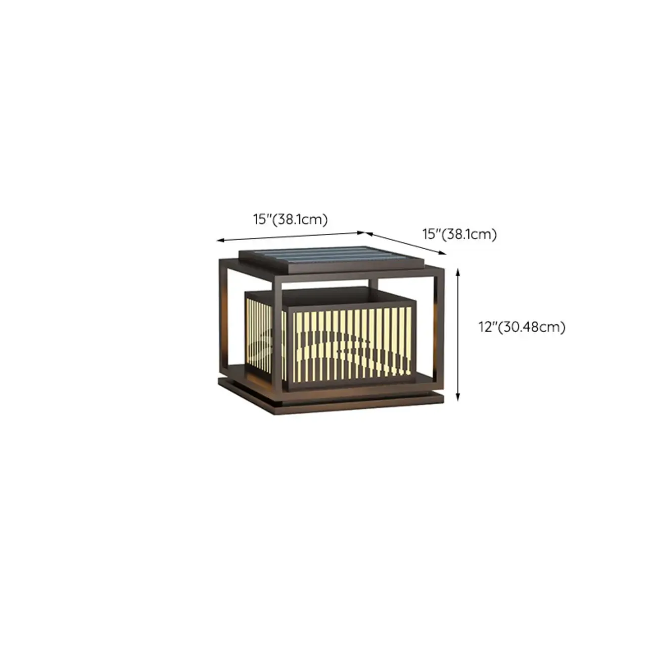 3 Color Light Black Metal Rectangle Solar 10"/18"/8" Solar Table Lamp Adapted for LED Bulbs Image - 18