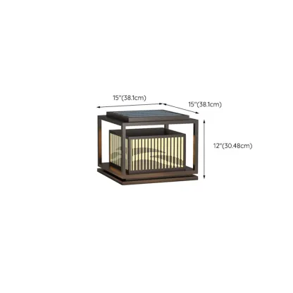 3 Color Light Black Metal Rectangle Solar 10"/18"/8" Solar Table Lamp Adapted for LED Bulbs Image - 18