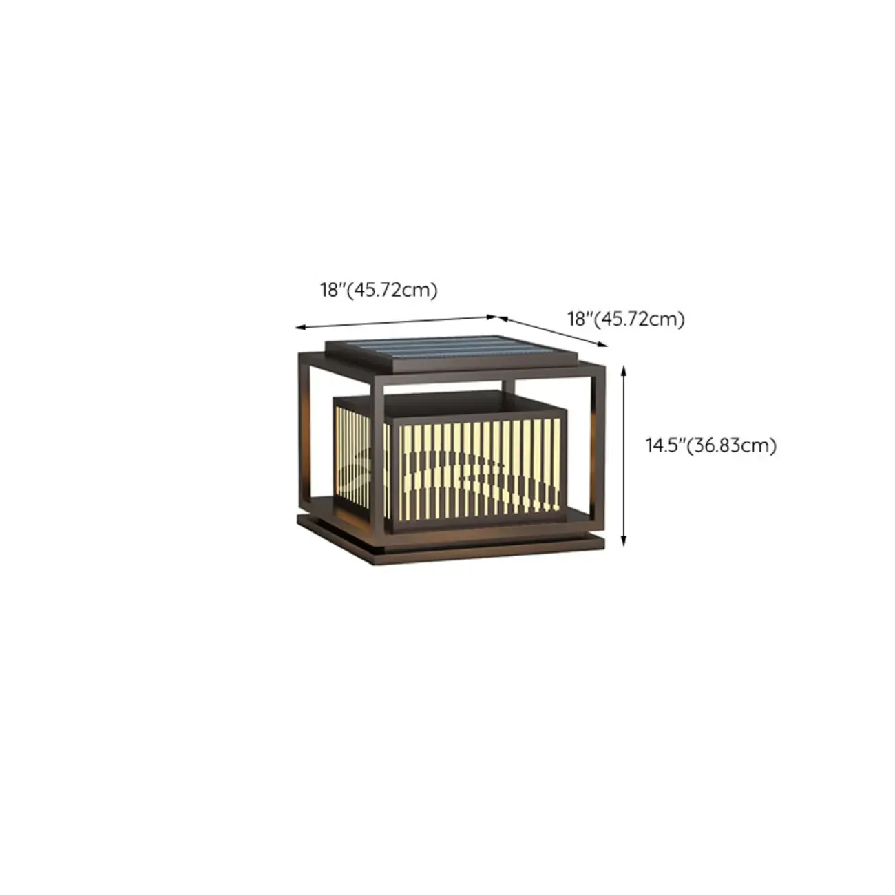 3 Color Light Black Metal Rectangle Solar 10"/18"/8" Solar Table Lamp Adapted for LED Bulbs Image - 20