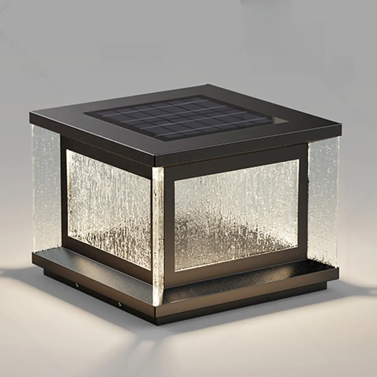 Metal Black Rectangle Solar Post Lights for Outdoor Image - 3 | homeyfad