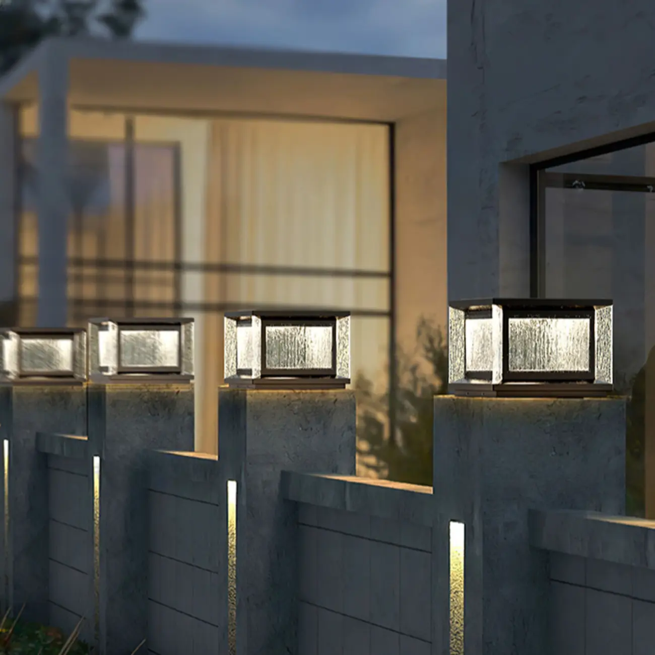 Metal Black Rectangle Solar Post Lights for Outdoor Image - 4 | homeyfad