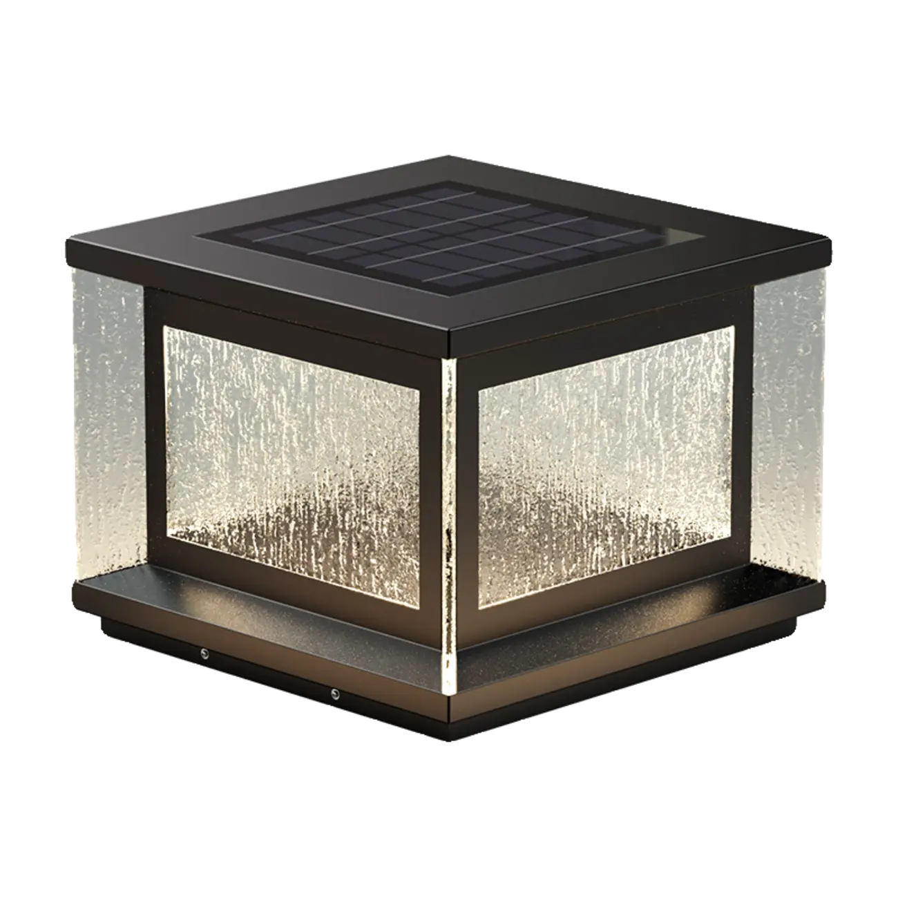 Metal Black Rectangle Solar Post Lights for Outdoor Image - 5 | homeyfad