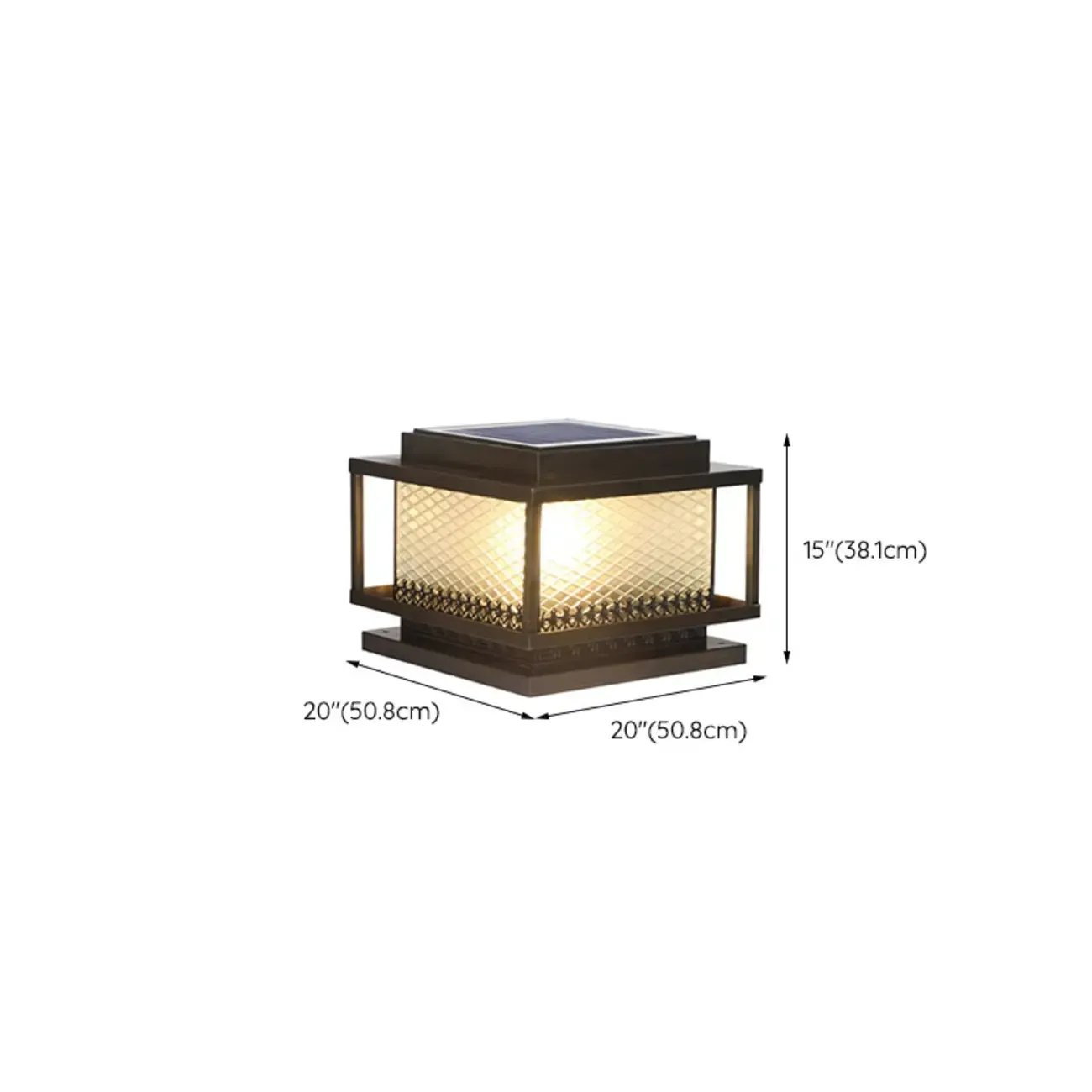 24"/20"/16" Bronze Metal Solar Outdoor Solar Table Lamp Adapted for LED/Incandescent/Fluorescent Image - 27