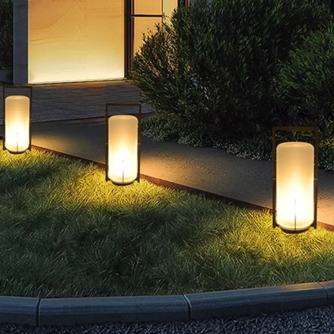 Rechargeable 11"/8.5"/7.5" Outdoor Solar Table Lamp with White Glass Shade Adapted for LED Bulbs, Light Included Image - 1 | homeyfad