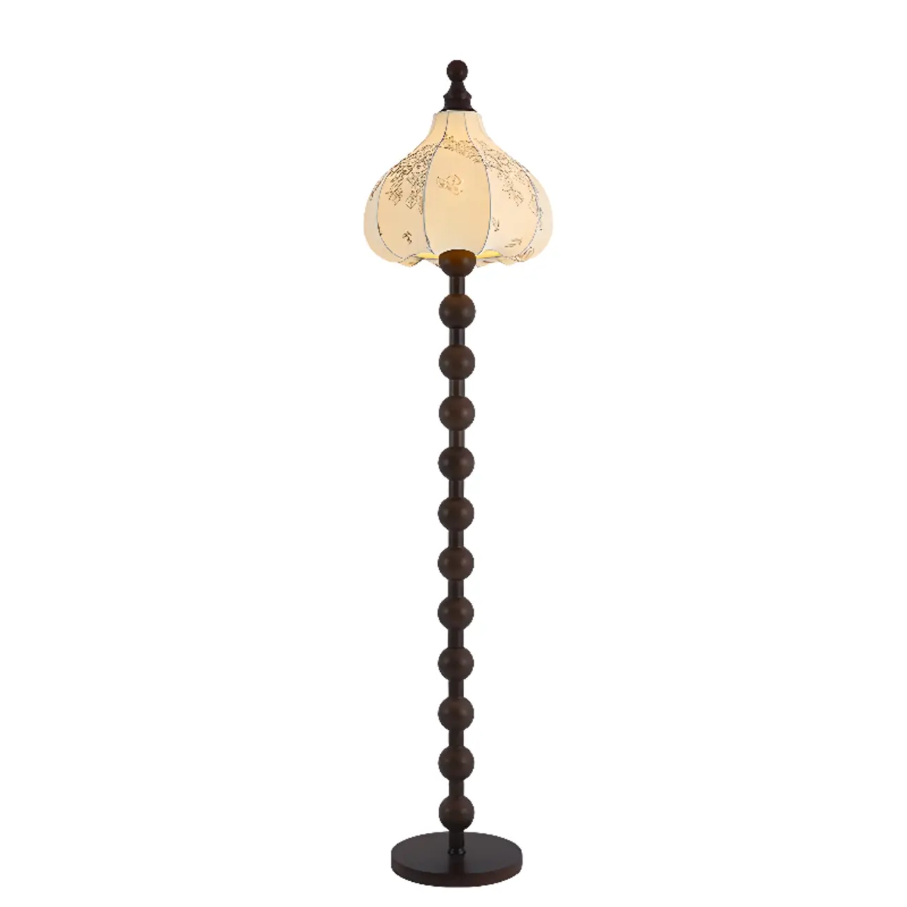 Stacked Ball Wood Floor Lamp with Fabric Shade for Living Room Image - 2 | homeyfad