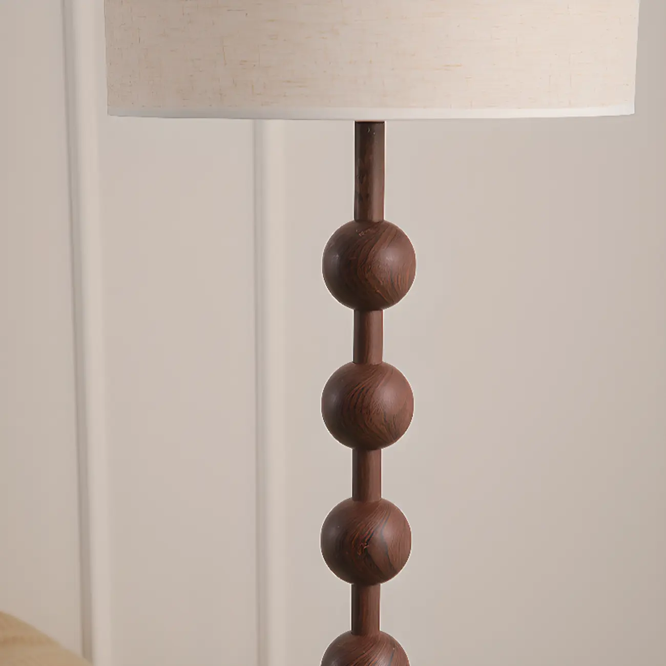 Stacked Ball Wood Floor Lamp with Fabric Shade for Living Room Image - 7 | homeyfad