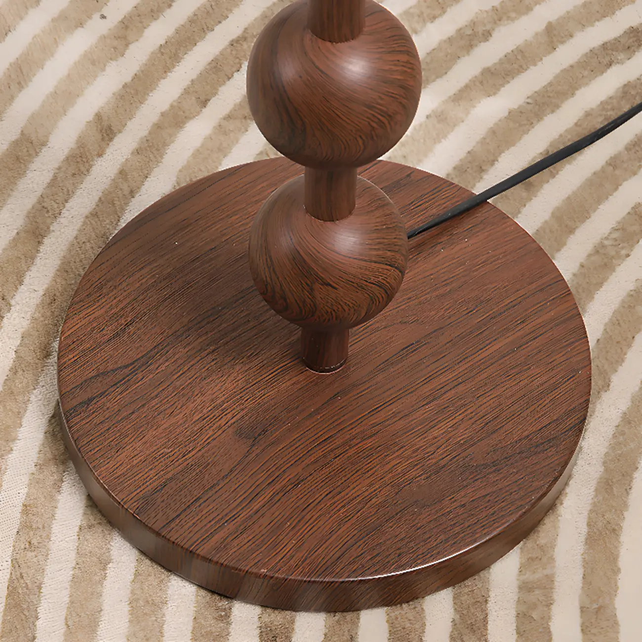 Stacked Ball Wood Floor Lamp with Fabric Shade for Living Room Image - 10 | homeyfad