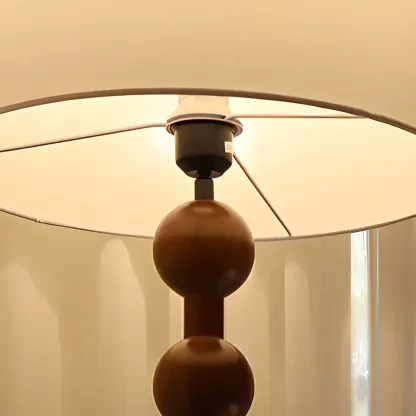 Stacked Ball Wood Floor Lamp with Fabric Shade for Living Room Image - 11