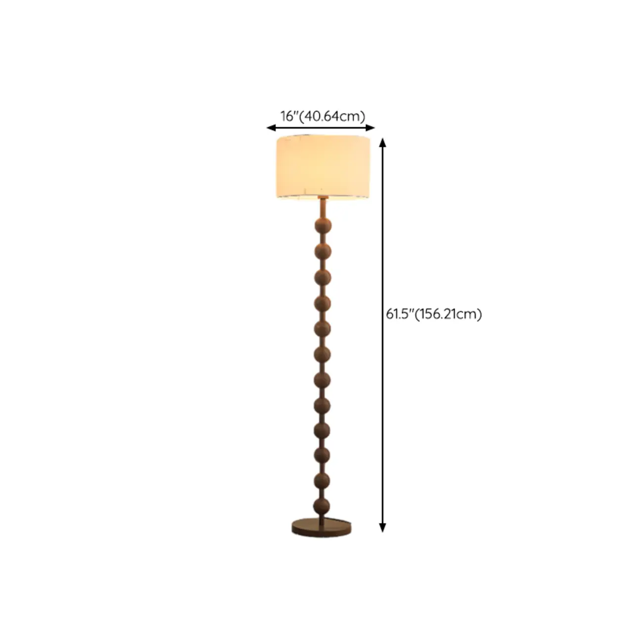 Stacked Ball Wood Floor Lamp with Fabric Shade for Living Room #size