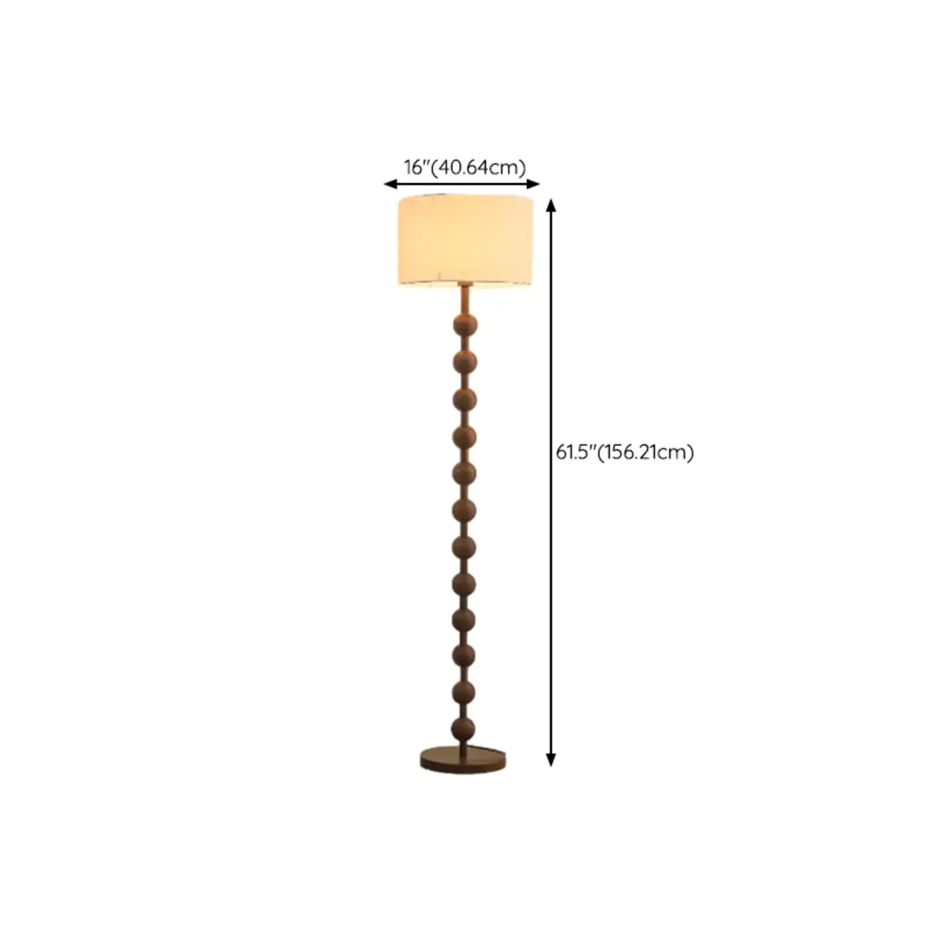 Stacked Ball Wood Floor Lamp with Fabric Shade for Living Room #size