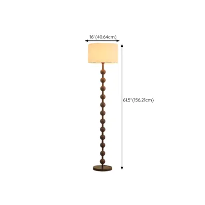 Stacked Ball Wood Floor Lamp with Fabric Shade for Living Room #size