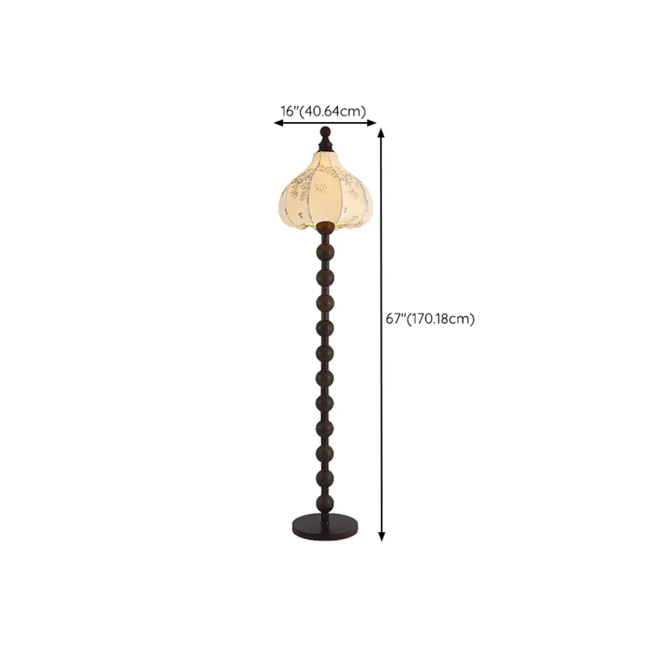 Stacked Ball Wood Floor Lamp with Fabric Shade for Living Room Image - 14