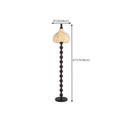 Stacked Ball Wood Floor Lamp with Fabric Shade for Living Room Image - 14