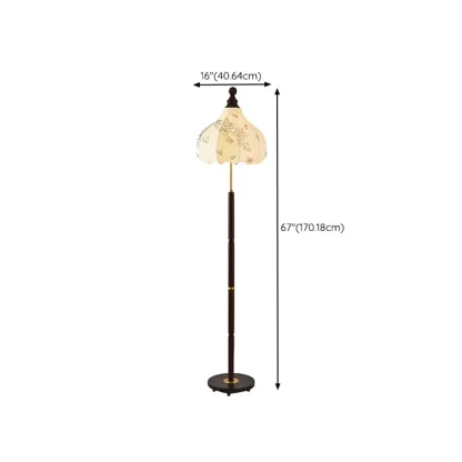 Stacked Ball Wood Floor Lamp with Fabric Shade for Living Room Image - 15