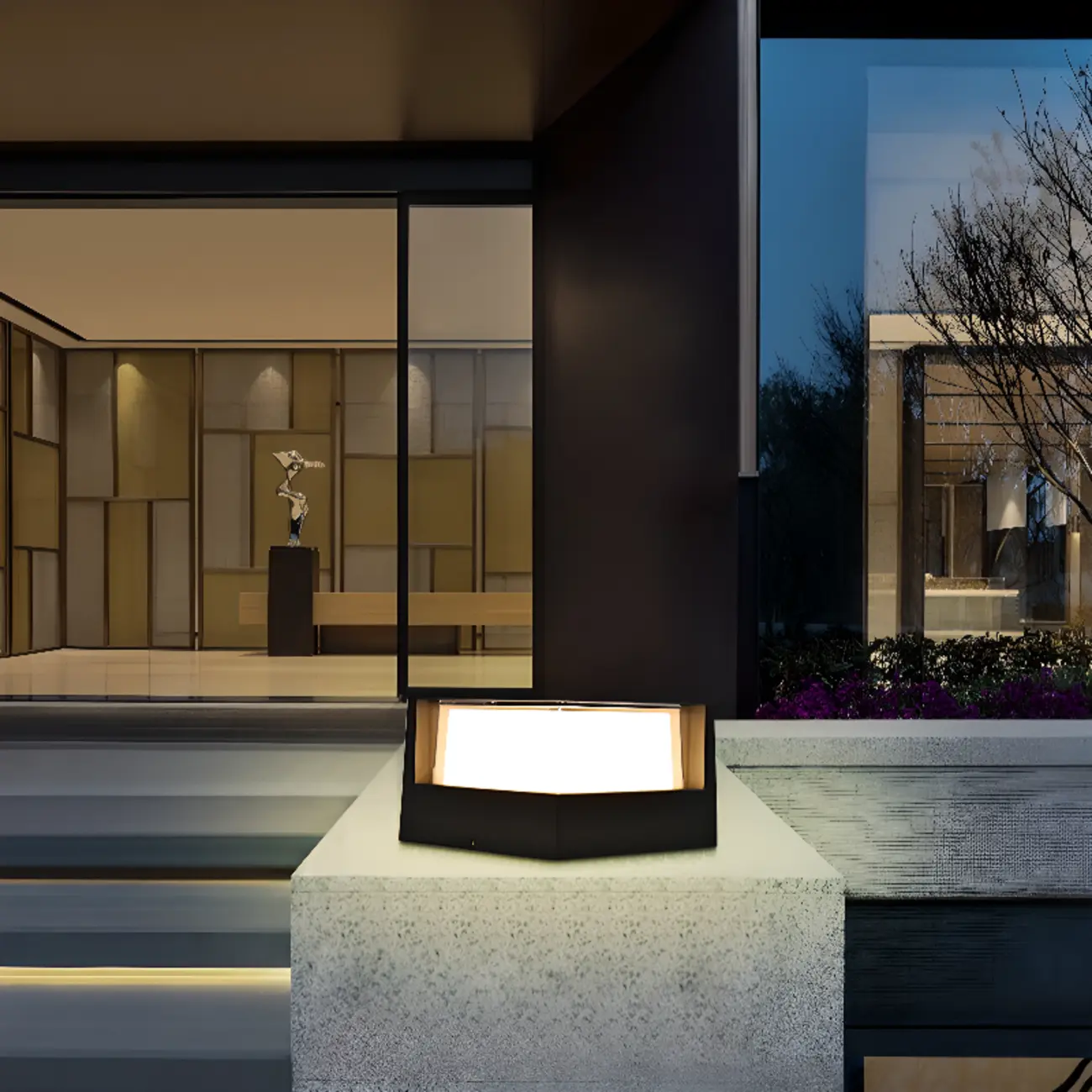 7"/5.5" Black Metal Solar Warm Light Patio Solar Table Lamp Adapted for LED Bulbs, Light Included Image - 1 | homeyfad