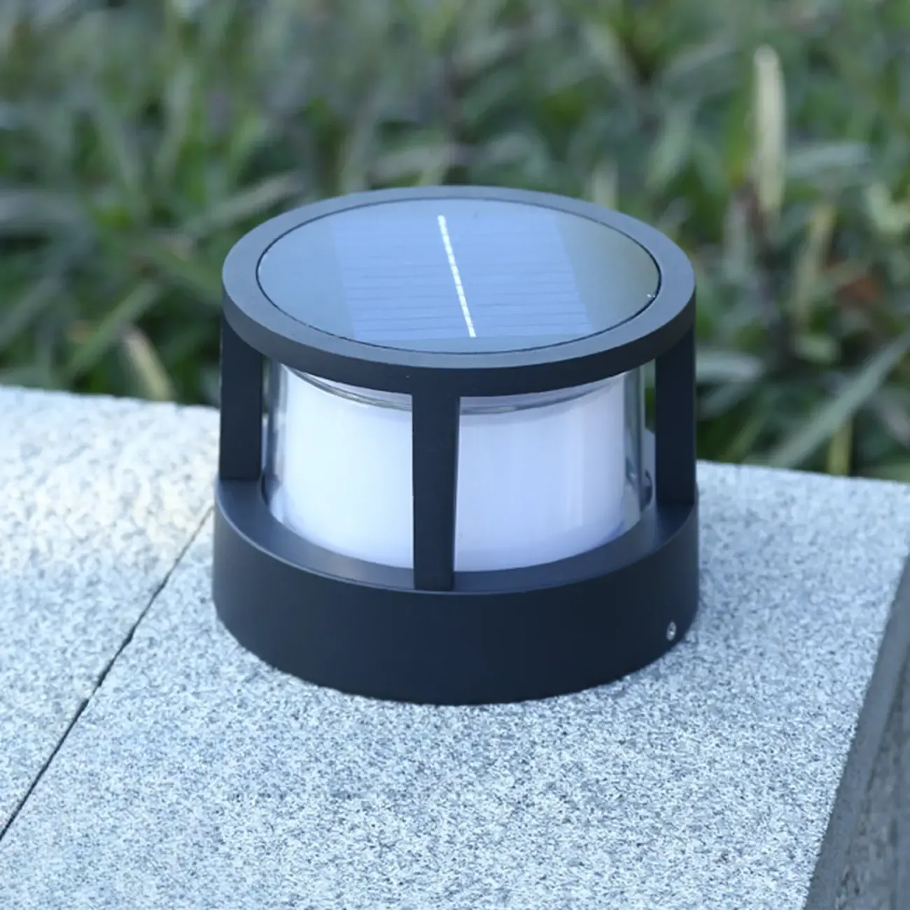 7"/5.5" Black Metal Solar Warm Light Patio Solar Table Lamp Adapted for LED Bulbs, Light Included Image - 2