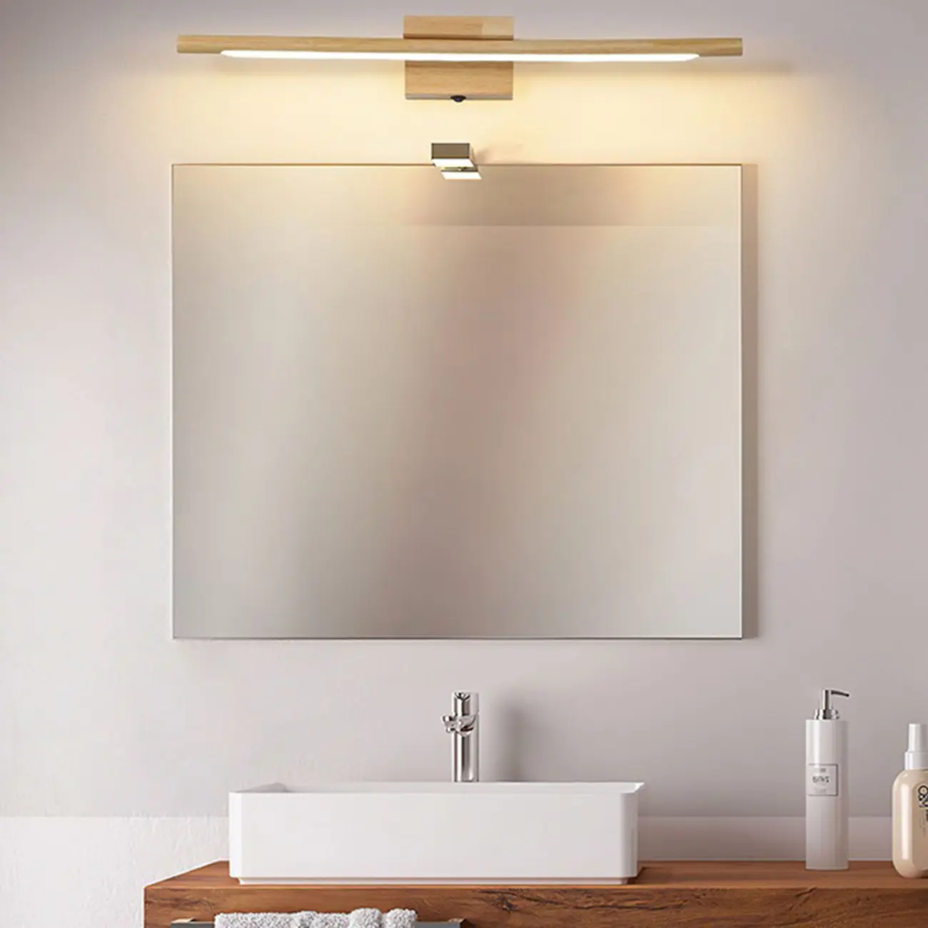 Modern Wood LED Vanity Light bar for Bathroom Mirror Front Image - 3 | homeyfad