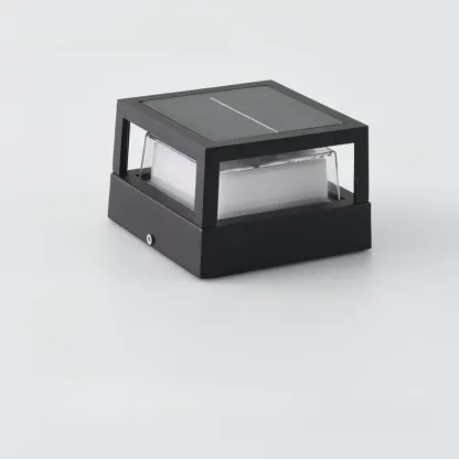 7"/5.5" Black Metal Solar Warm Light Patio Solar Table Lamp Adapted for LED Bulbs, Light Included Image - 3