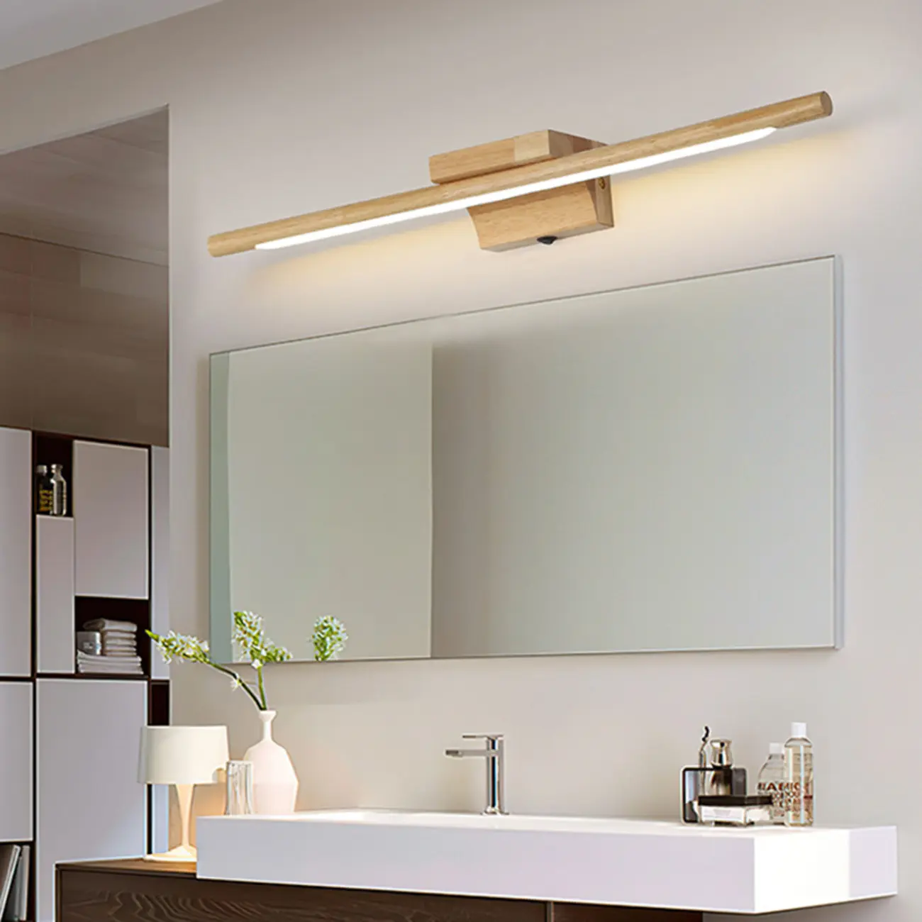 Modern Wood LED Vanity Light bar for Bathroom Mirror Front Image - 5 | homeyfad